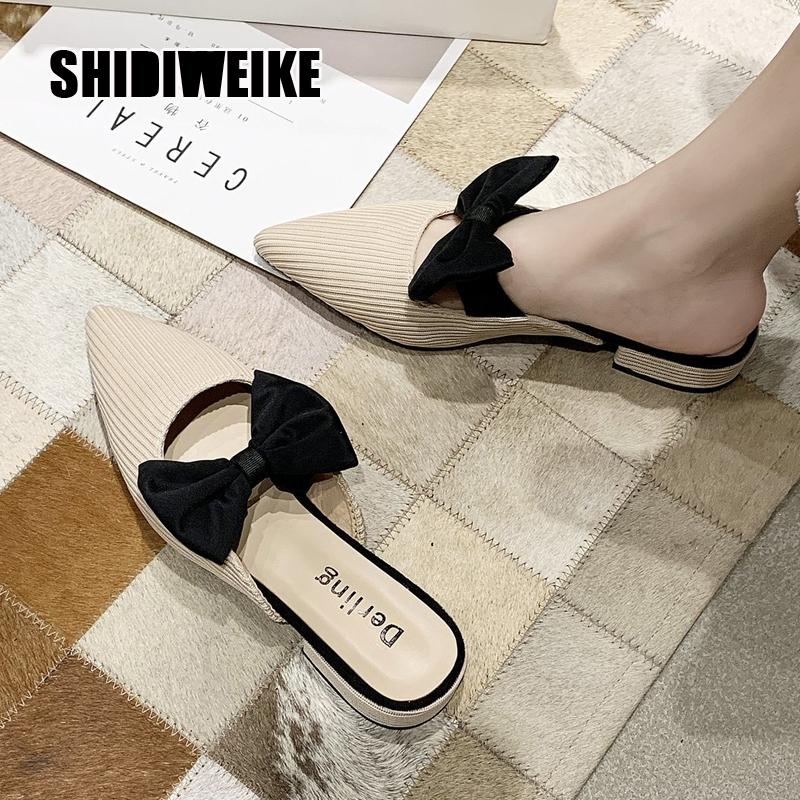 New Women's Summer bow Slipper Fashion Pointed Woven Breathable Lazy Slippers Flat Sandals Women Mule Slides Shoes vb208, Black
New Women's Summer bow Slipper Fashion Pointed Woven Breathable Lazy Slippers Flat Sandals Women Mule Slides Shoes vb208, Black