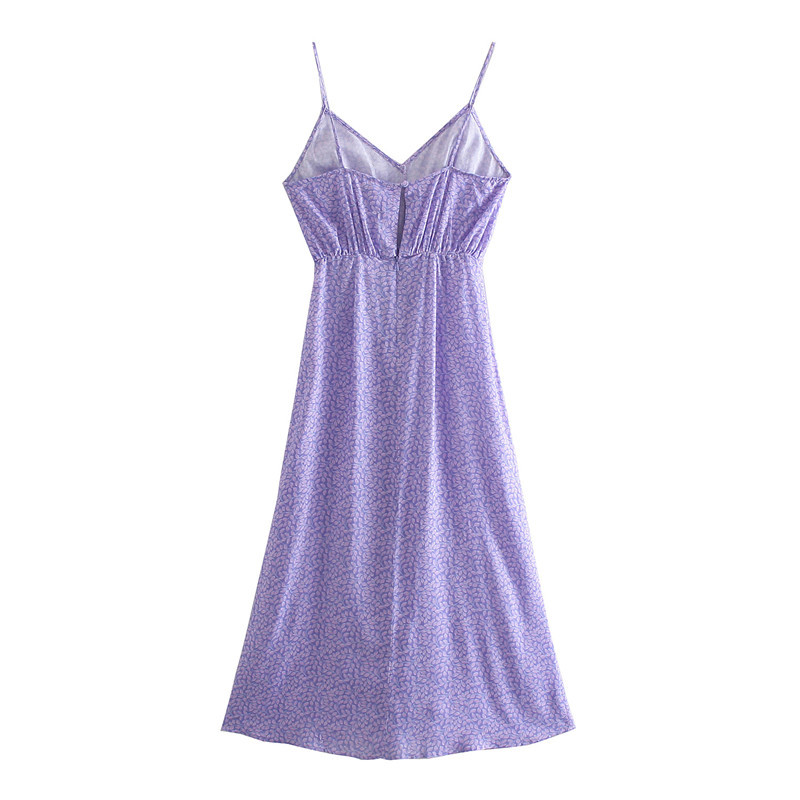 Sweet Women V Neck Folds Dress Summer Fashion Ladies Beach Style Female Printed Sling 210515