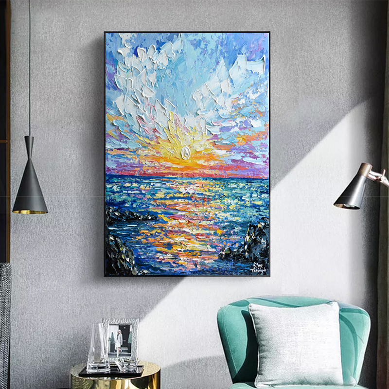 Abstract Posters And Prints Canvas Painting Wall Art Pictures For Living Room Home Decor Colorful Clouds Sea Wave Landscape