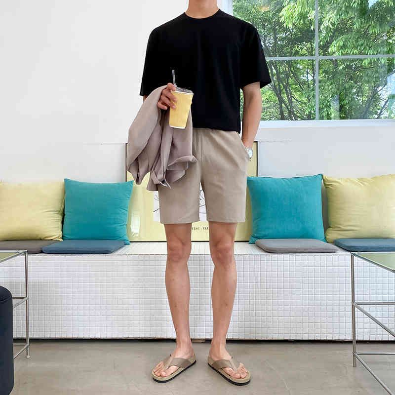 IEFB Summer Shorts Men's Casual Workwear Slim Fashion Knee Length Pants With Pockets Korean Trend Mans Clothing 9Y7207 210524