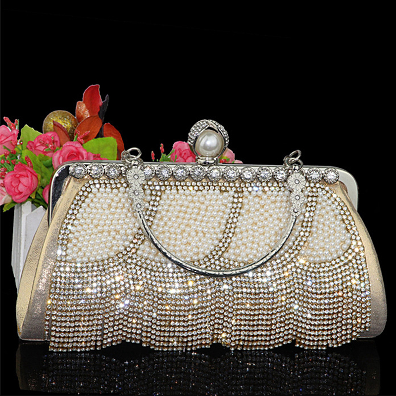 Womens Wedding Party Purse Gold Evening Clutch Bag Luxury Diamond Crystal Tassel Pearl Elegant Mini Handbag ZD2074
Womens Wedding Party Purse Gold Evening Clutch Bag Luxury Diamond Crystal Tassel Pearl Elegant Mini Handbag ZD2074