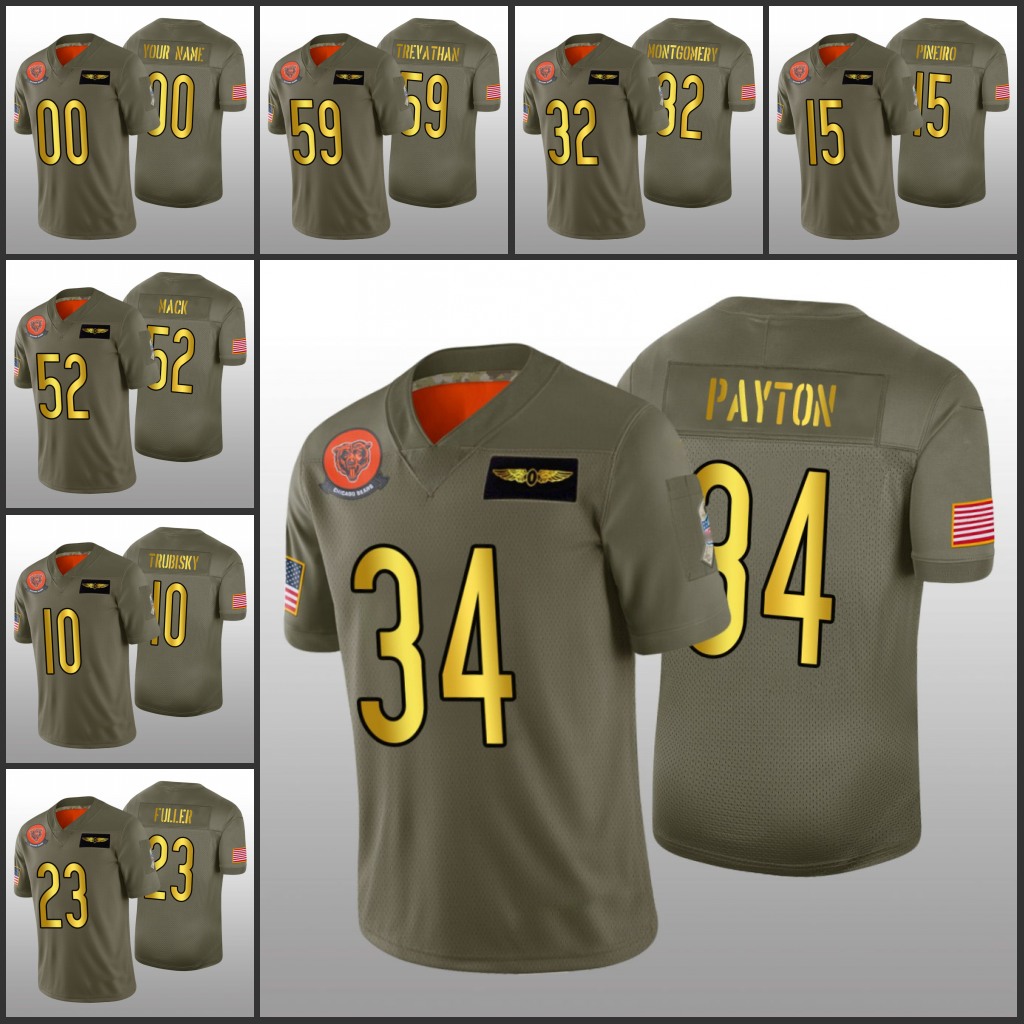 ChicagoBearsMen Women Youth #52 Khalil Mack 10 Mitchell Trubisky 34 Walter Payton 32 David Montgomery Custom Olive Golden Salute, Black
ChicagoBearsMen Women Youth #52 Khalil Mack 10 Mitchell Trubisky 34 Walter Payton 32 David Montgomery Custom Olive Golden Salute, Black