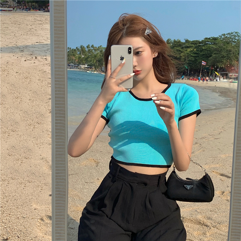 3 colors 2021 spring and summer women tops mint green short sleeve slim knitted t shirts womens tee shirt femme (R98088), White
3 colors 2021 spring and summer women tops mint green short sleeve slim knitted t shirts womens tee shirt femme (R98088), White