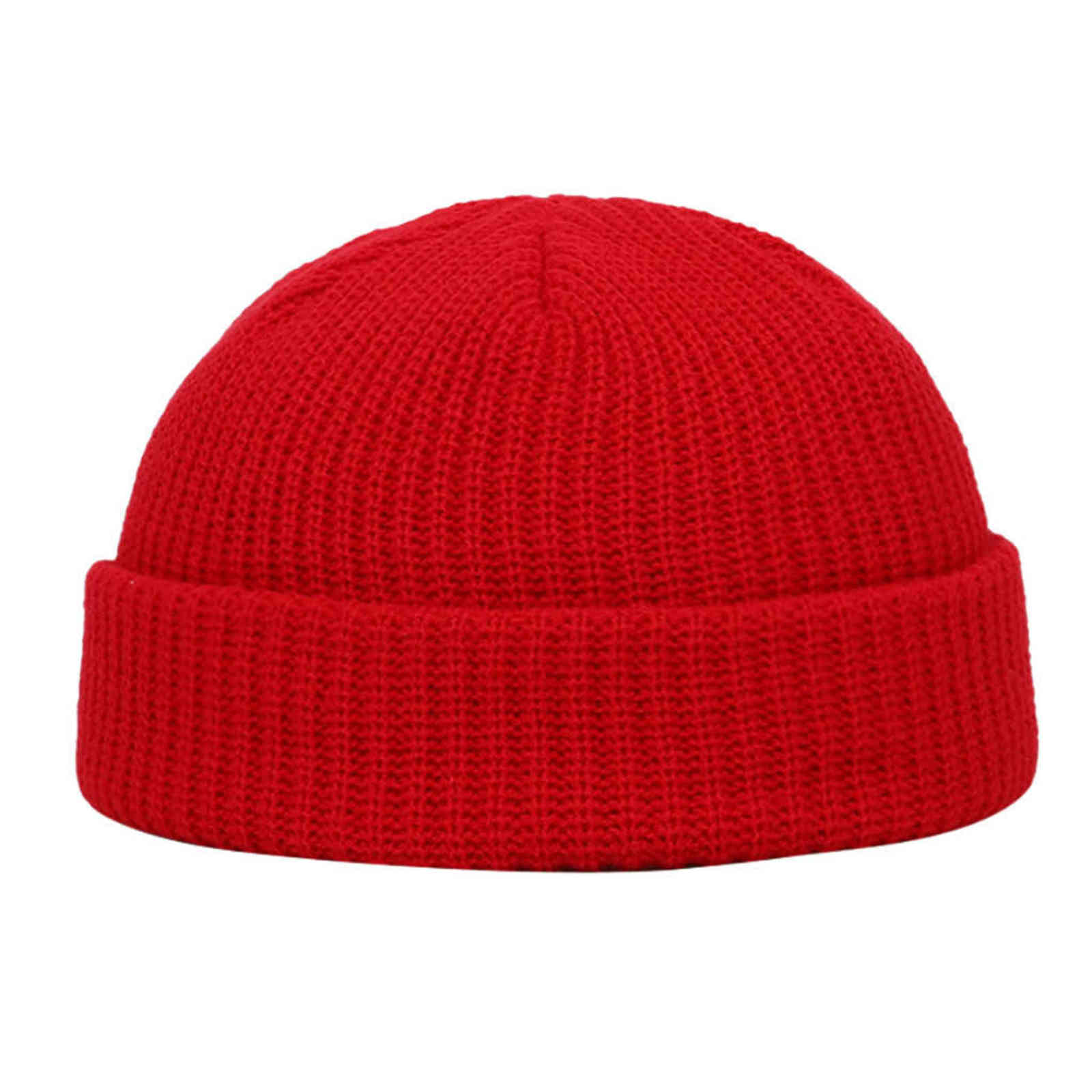 Winter Knit Mens Hat Skullcap Men Beanie Hat Winter Short Brimless Baggy Melon Cap Docker Fisherman Knitted Hat Women Z1212 Y21111