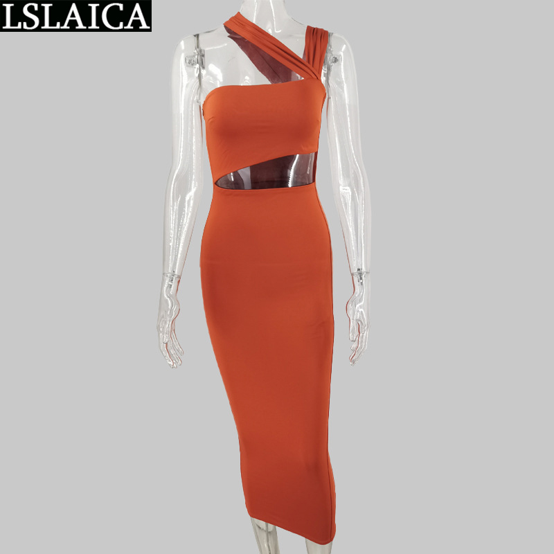 Woman Dress One Shoulder Tube Top Mid Length Solid Color Party Fashion Dresses for Women Sexy Skinny Vestido De Mujer 210515