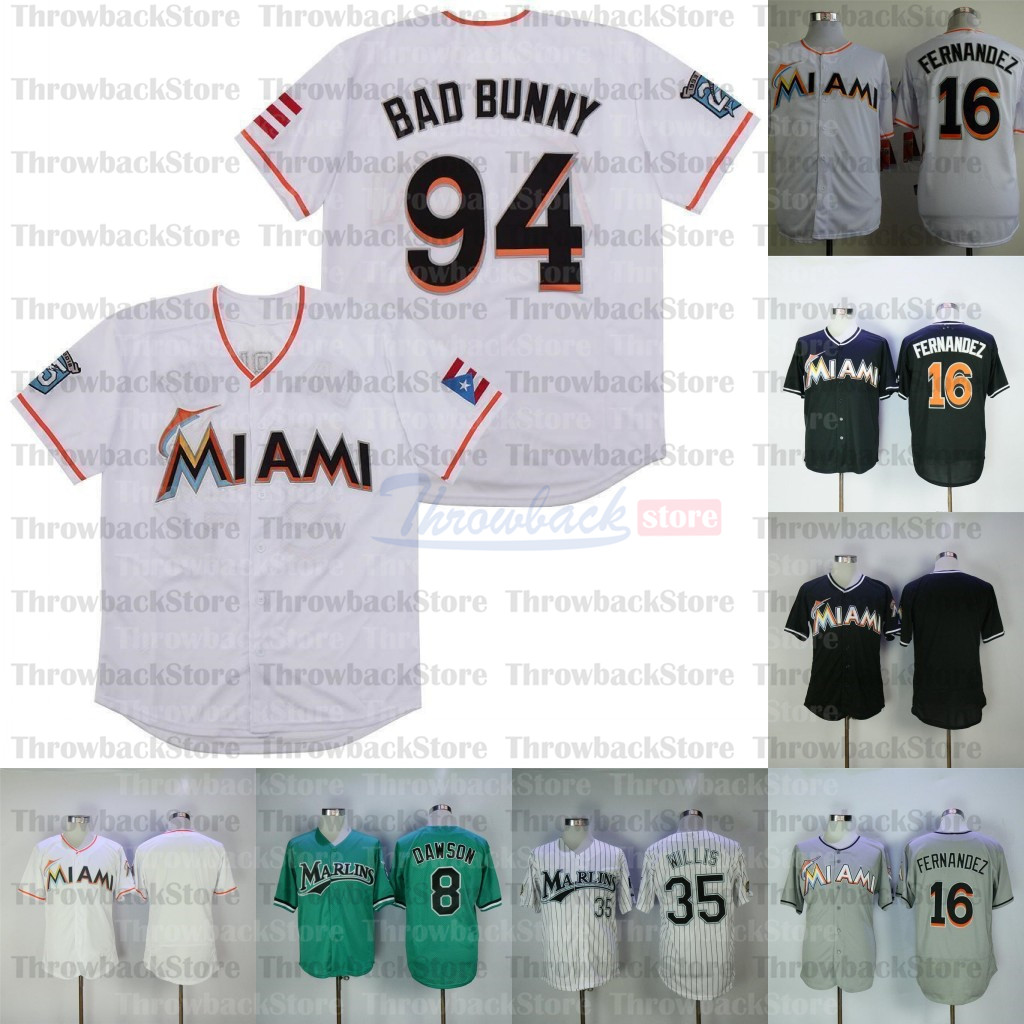 Miami Vintage Retire Baseball Jerseys 16 Jose Fernandez 94 Bad Bunny With Puerto Rican Flag 35 Dontrelle Willis Andre Marlins, Whith ii
Miami Vintage Retire Baseball Jerseys 16 Jose Fernandez 94 Bad Bunny With Puerto Rican Flag 35 Dontrelle Willis Andre Marlins, Whith ii