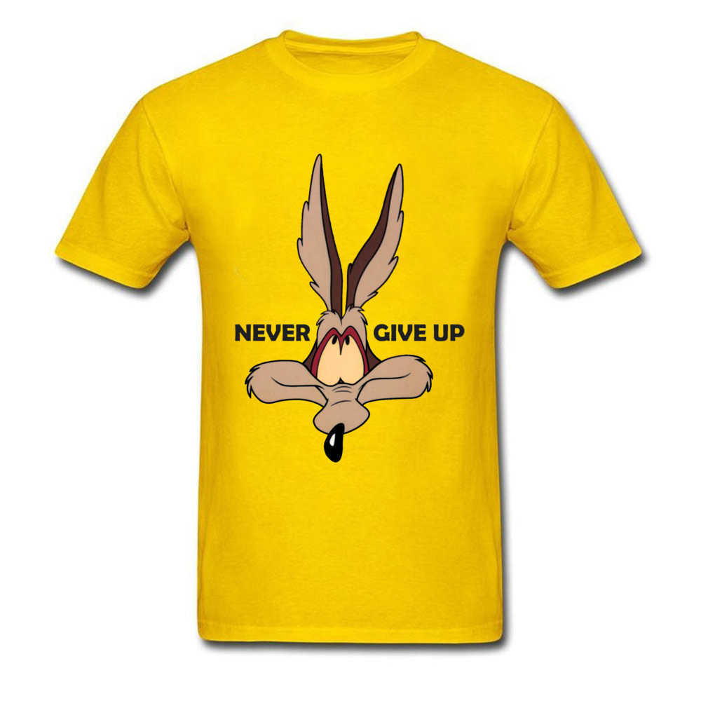 Tops Wolf Tees Men Green Tshirt Coyote Never Give Up Funny T Shirt Latest Cartoon Print T-shirts Cotton Team Clothes Custom 210629