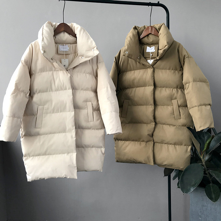 Winter jacket women Oversize Thick Long Parkas Sleeve Buttons Pockets Coat Korean outwear 210521