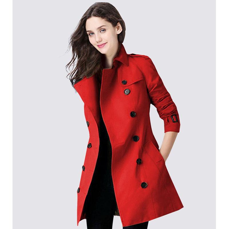 Women's Trench Coats High Quality Coat Women 2024 Spring Autumn Windbreaker Fashion Double Breasted Belt Short Solid Color Overcoat
