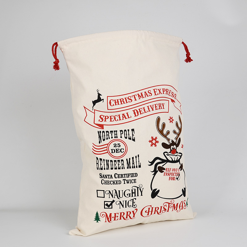Lovely Chrismas Large Captity Hand Elk Christmas Tree Printed Candy Drawstring Bag Gift Canvas Bags VT1605 Free shipping