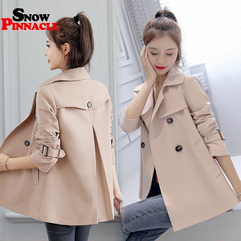 Women Casual Trench Autumn Windbreaker Coats Loose Safari Clothes Fashion Stand Collar Drawstring Female Coat 210524