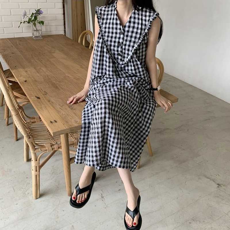 Plaid Wooden Ear V-neck Loose Sleeveless Long Big Swing Vest Dresses for Women 210615, Green
Plaid Wooden Ear V-neck Loose Sleeveless Long Big Swing Vest Dresses for Women 210615, Green