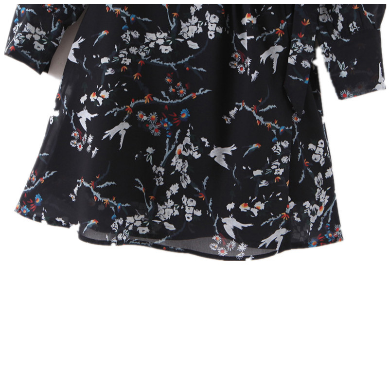 beauty Woman Summer Sexy Long-sleeved Mini Dress Elegant Casual Party V-neck Printed Vestido Muje 210514