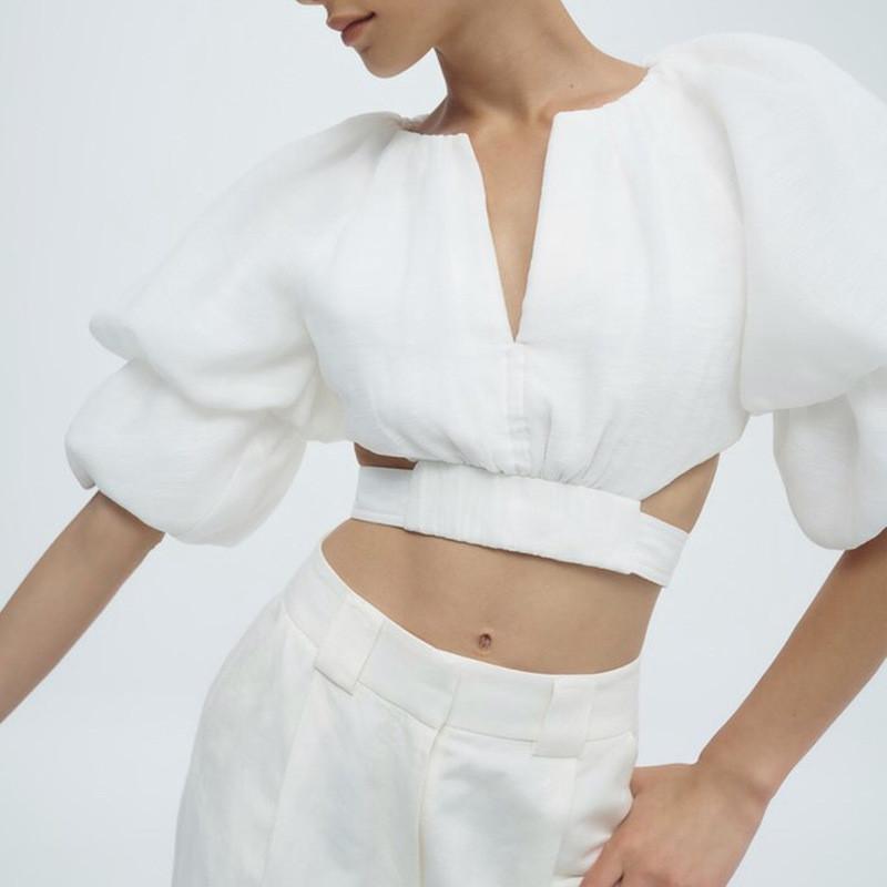 Women' Blouses & Shirts Fashion Puff Sleeve Elegant Blouse Women Short V Neck Sexy Crop Tops White Black Lace Up Bow Slim
Women' Blouses & Shirts Fashion Puff Sleeve Elegant Blouse Women Short V Neck Sexy Crop Tops White Black Lace Up Bow Slim