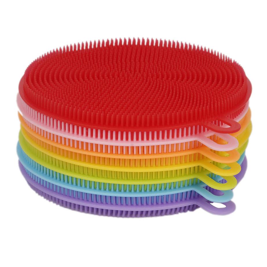 Silicone Dish Bowl Cleaning Brushes Multifunction 5 colors Scouring Pad Pot Pan Wash Brush Cleaner Kitchen Dishes Washing Toola51a3212985
