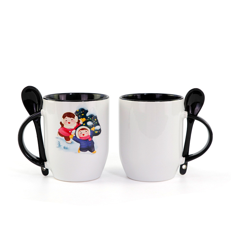 11oz sublimation ceramic mug Blank Coffee Mugs with spoon sublimation Cup Coaster Tea Chocolate Ceramic Cups