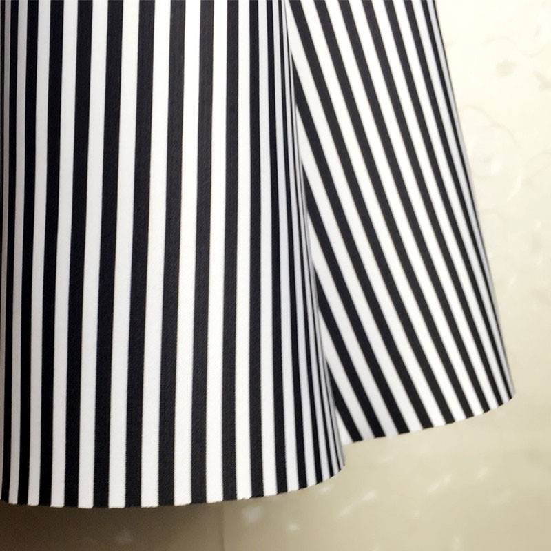 Arrival Spring Autumn Korea Fashion Women High Waist Striped A-line Skirts Quality Space Cotton Casual Long Skirt V198 210512