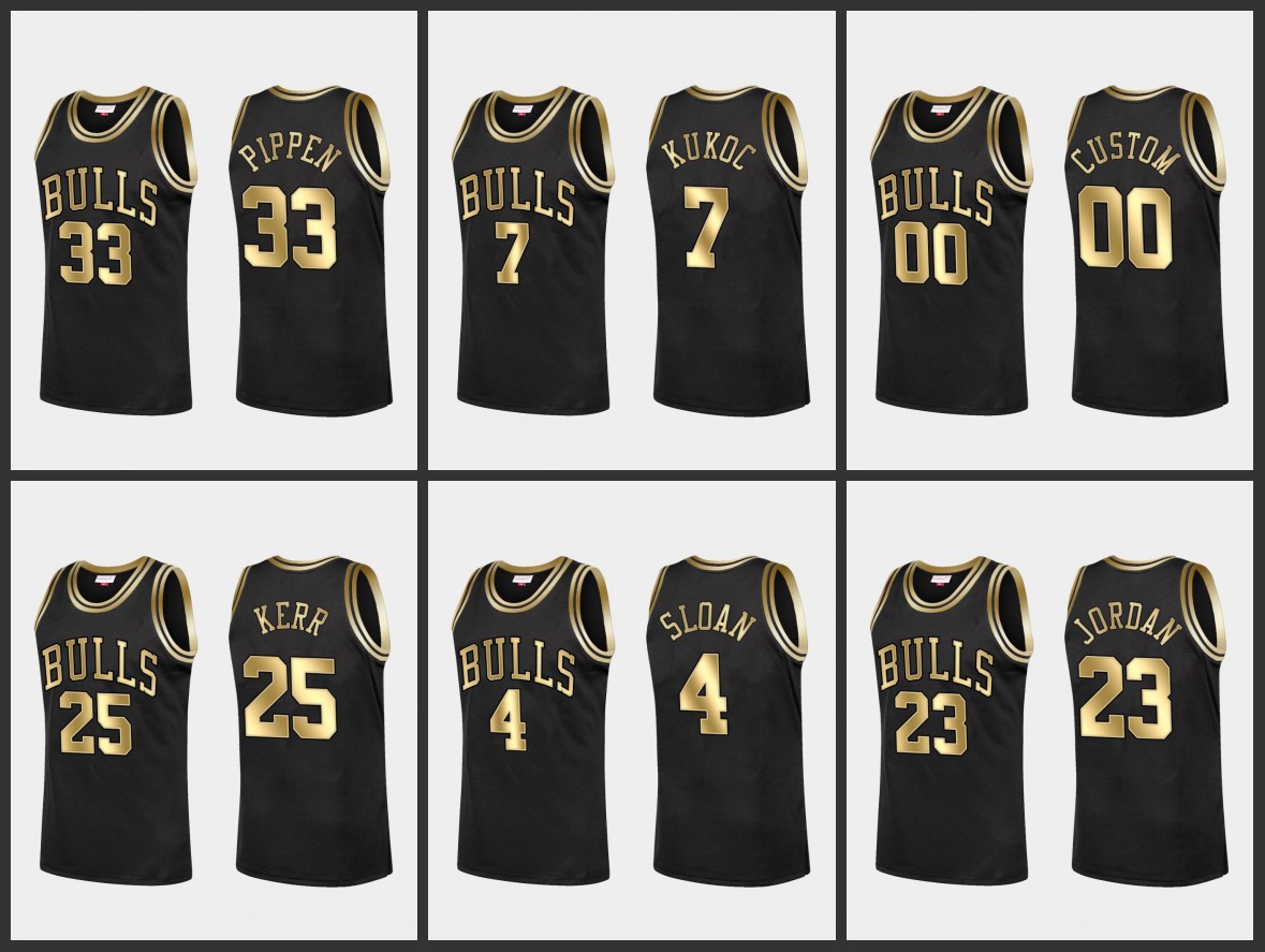 Chicago's Bulls's Men Jerry Sloan Michael Jor dan Scottie Pippen Toni Kukoc Steve Kerr Custom Black Golden Limited Jersey
Chicago's Bulls's Men Jerry Sloan Michael Jor dan Scottie Pippen Toni Kukoc Steve Kerr Custom Black Golden Limited Jersey