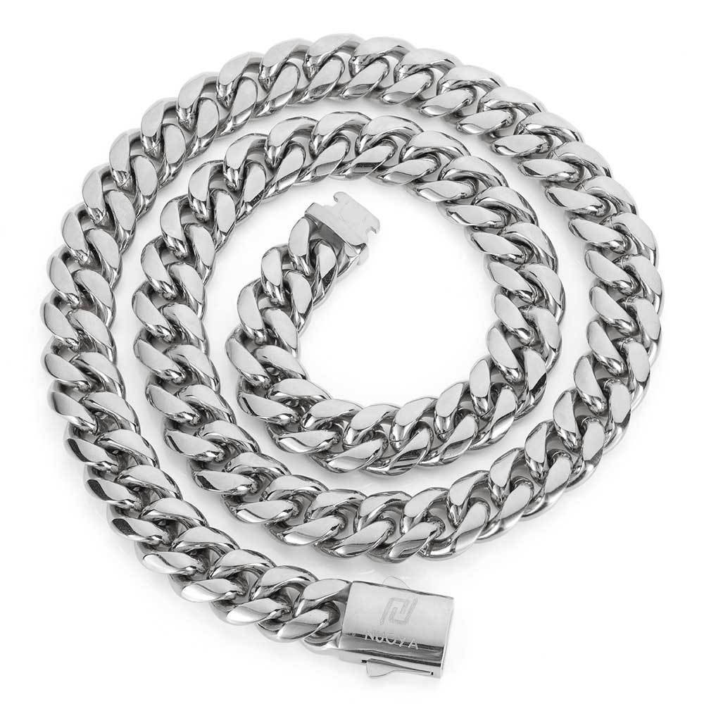 Stainless Steel Snap Buckle Cuban Chain Necklace Hip Hop Men's Trend Head Personality Exaggerated Necklace