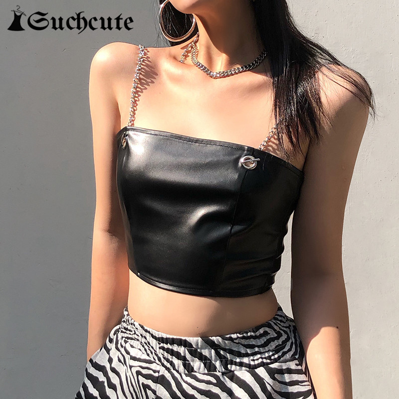 Women' Tanks & Camis Gothic PU Leather Crop Tops Summer Punk Style Female Fitness Chic Chain Strap Zipper Up Skinny 39DX, Black
Women' Tanks & Camis Gothic PU Leather Crop Tops Summer Punk Style Female Fitness Chic Chain Strap Zipper Up Skinny 39DX, Black