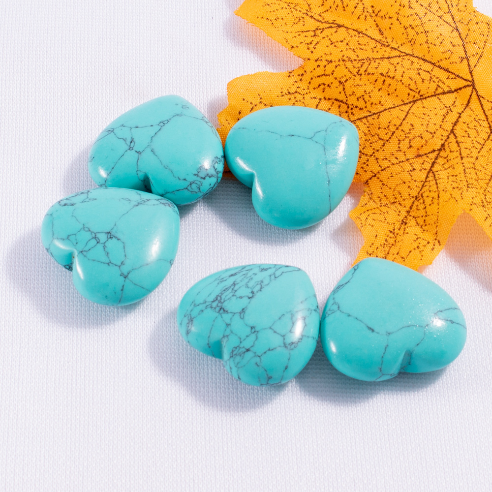 Natural crystal Semi-precious stone 25mm Opal Rose Quartz turquoise Heart for natural stone Yoga Energy Bead For Chakra Healing Ornaments