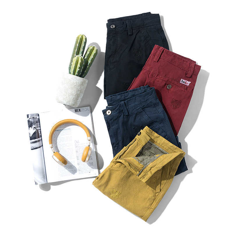 Summer Solid Color Fashion Cotton Casual Breeches Cargo Men Shorts Breathable Quick Dry Multi Pocket Hip Hop Short 210629