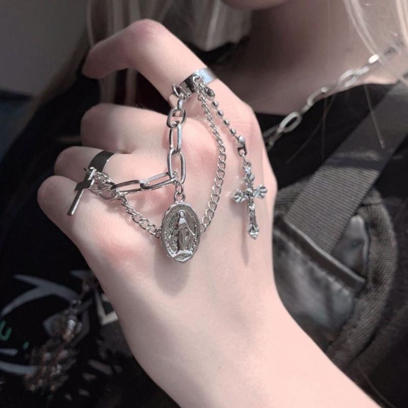 Cluster Rings Hip Hop Cross Set For Women Hand Finger Chain Adjustable Double Ring Fashion Vintage Jesus Pendant Punk Jewelry
Cluster Rings Hip Hop Cross Set For Women Hand Finger Chain Adjustable Double Ring Fashion Vintage Jesus Pendant Punk Jewelry