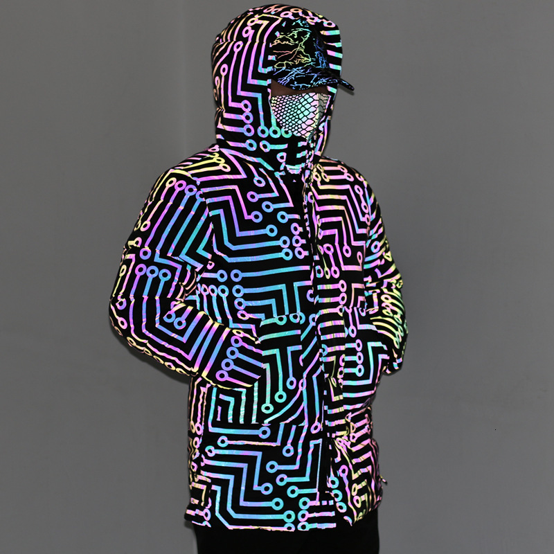 2021 winter cotton clothes men' medium and long circuit pattern colorful reflective jacket high street laser, Circuit reflection
2021 winter cotton clothes men' medium and long circuit pattern colorful reflective jacket high street laser, Circuit reflection