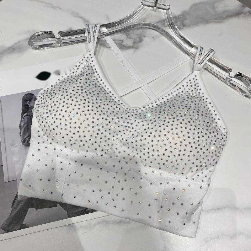 DEAT Spring Summer Arrivals Solid Color Backless Sling Bra Fashion Temperament Sexy Women Paste Drill Vest MZ826 210709