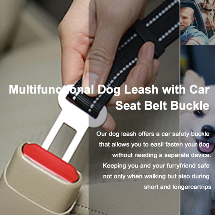 6FT Heavy Duty Dog Leashes 2 Padded Handles No Pull for Shock Absorption with Car Seat Belt Strong Bungee Reflective Training Walking Dogs Leash