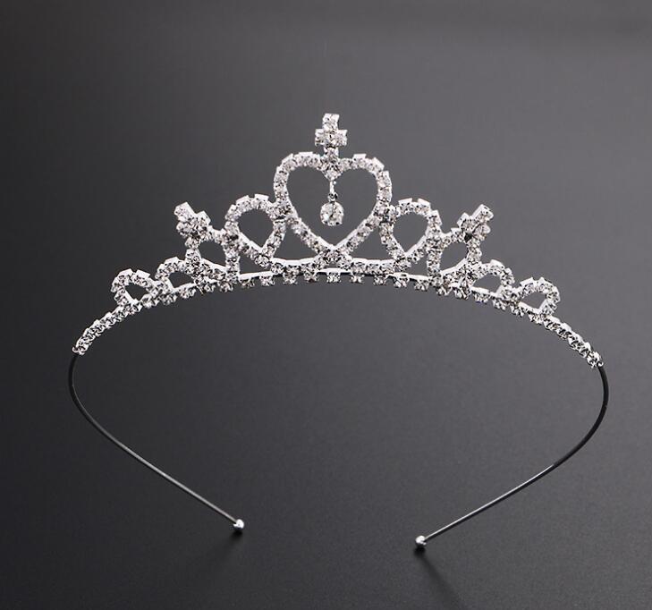 Fashion Wedding Party Princess Crown Rhinestone Hair Accessories For Girls Children Tiara Crown Silver Color Hair Jewelry gift
