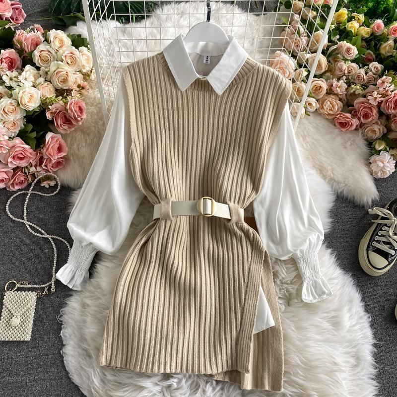 Women's Sweaters 2021 Spring /Autumn Lantern Sleeve Shirt Knitted Vest Two Piece Sets Of College Style Waistband Top, Black
Women's Sweaters 2021 Spring /Autumn Lantern Sleeve Shirt Knitted Vest Two Piece Sets Of College Style Waistband Top, Black