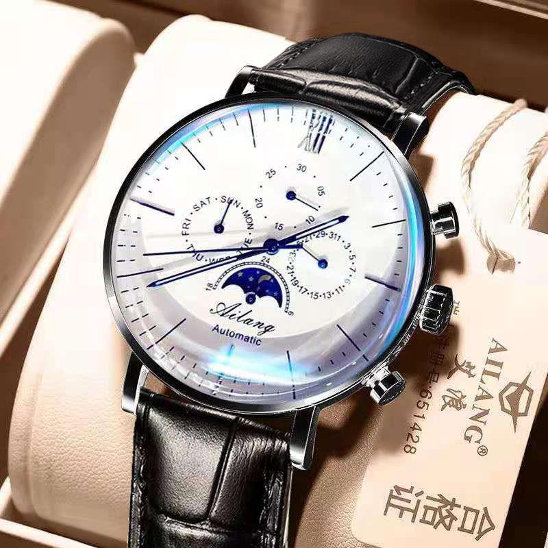 Wristwatches Full Automatic Mechanical Men Watches Multifunctional Phase Luminous Large Dial Fashion Business Man Wristwatch Reloj Hombre
Wristwatches Full Automatic Mechanical Men Watches Multifunctional Phase Luminous Large Dial Fashion Business Man Wristwatch Reloj Hombre