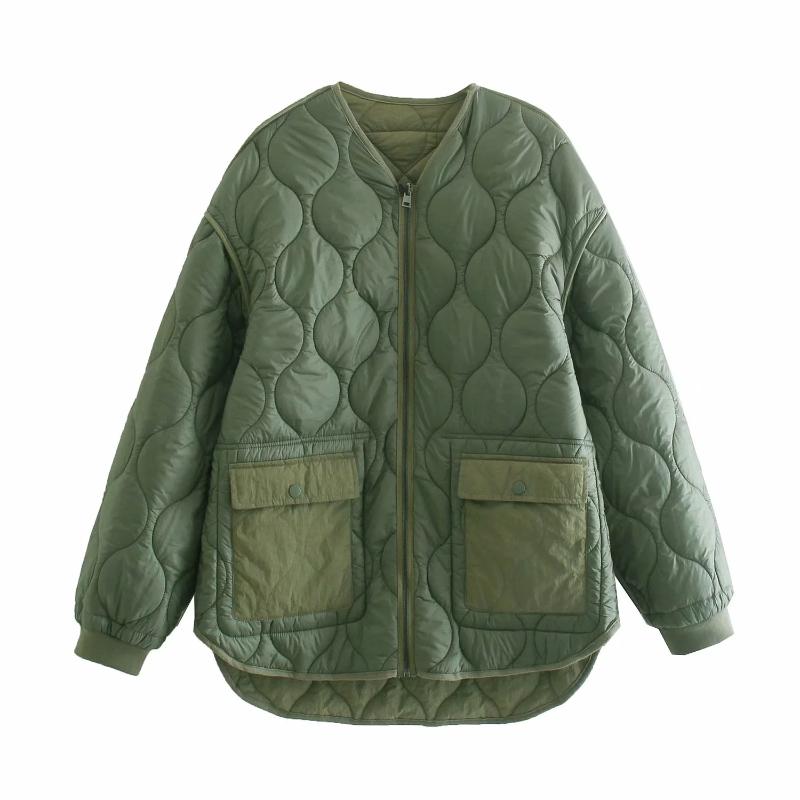 Women's Down & Parkas ZBZA 2021 Autumn Trend Personality Can Be Double-sided Padded Jacket Pocket Decoration Simple Cotton