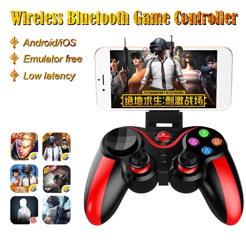 Wireless Mobile Game Controller Bluetooth-compatible Gamepad and Thumbsticks For Mobile Phone Tablet TV Box Holder