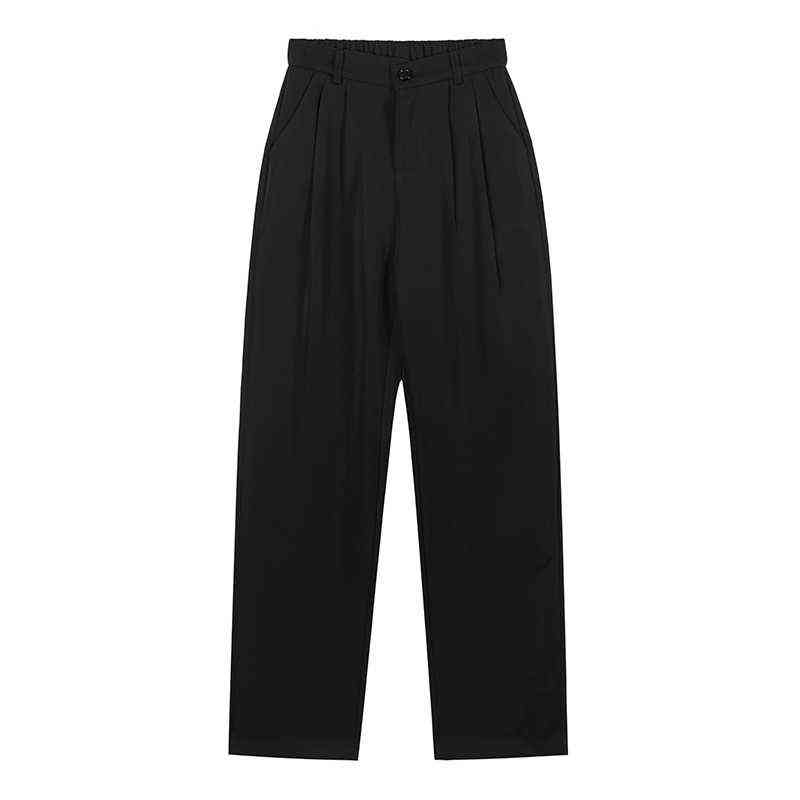 Seoulish Summer Autumn Ice Silk Women Wide Leg Pants High Waist Elegant Long Work Casual Loose Trousers Female 211115