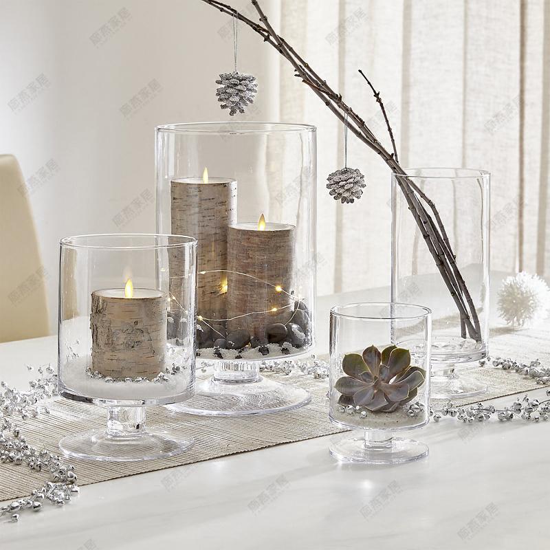 Candle Holders Modern Transparent Handmade Glass Candlestick High Foot Open Ended Cydrical Romantic Wedding Home Decoration