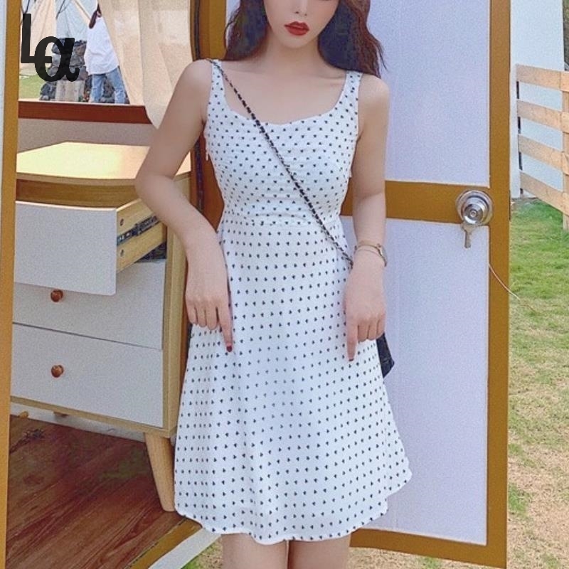 Summer Beach Dot Print Strap Dress Women Holiday Sweet Kawaii Floral Mini Chic Fashion Outdoor O-neck Sundress 210519 
Summer Beach Dot Print Strap Dress Women Holiday Sweet Kawaii Floral Mini Chic Fashion Outdoor O-neck Sundress 210519