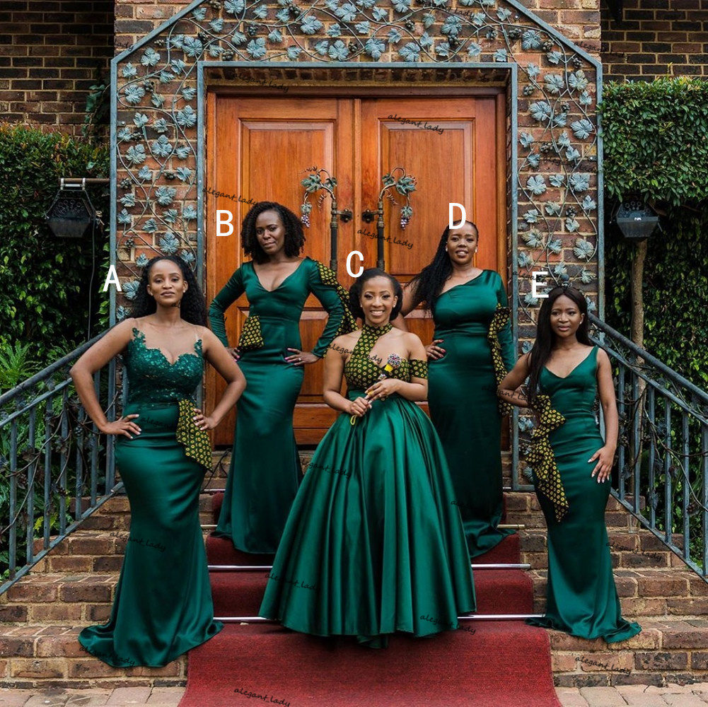 Aqua Green Mermaid Long Bridesmaid Dresses 2021 Sexy plus size Garden African Maid Of Honor Wedding Guest Dress robe femme