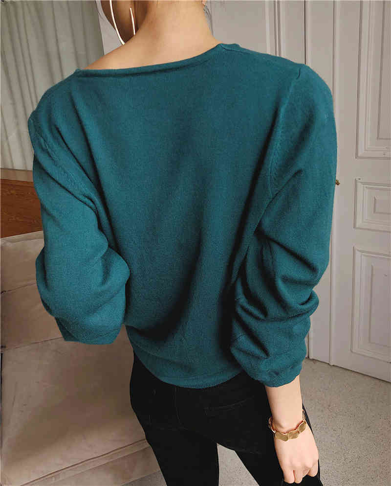 Solid Loose Spring Autumn Office Lady Shirts Blusas Mujer De Moda Knitted Long Sleeve Women Tops and Blouse Clothes 10129 210506