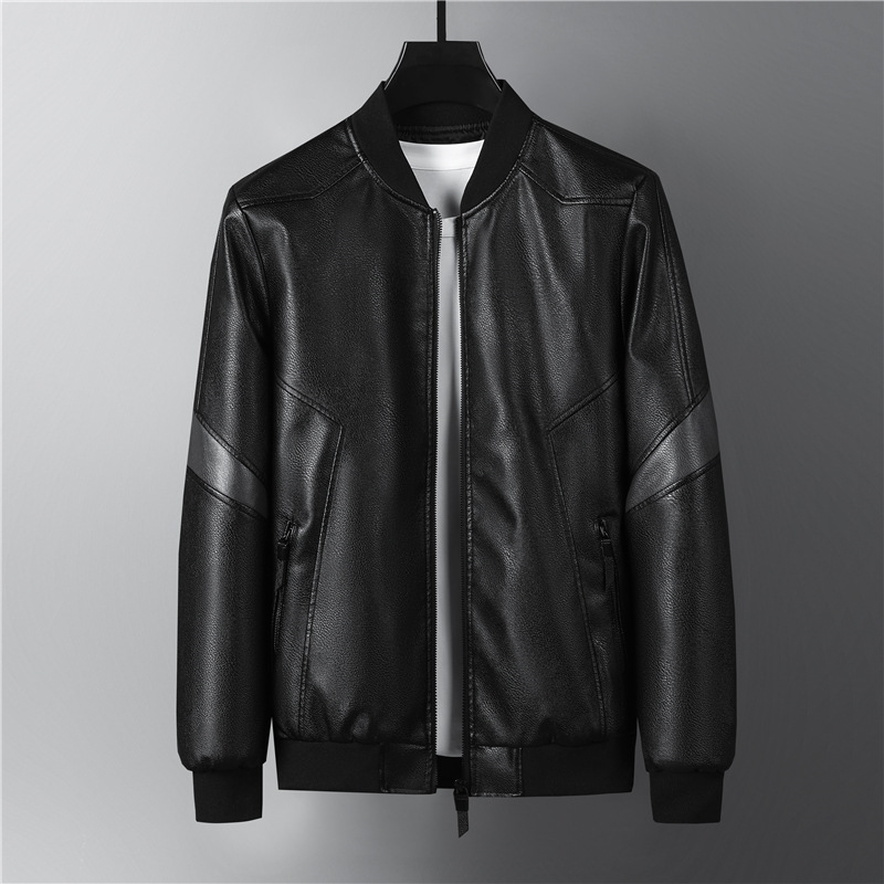 Spring and autumn PU Leather Men's Korean casual men's baseball collar slim fit motorcycle leather jacket young men, Black
Spring and autumn PU Leather Men's Korean casual men's baseball collar slim fit motorcycle leather jacket young men, Black