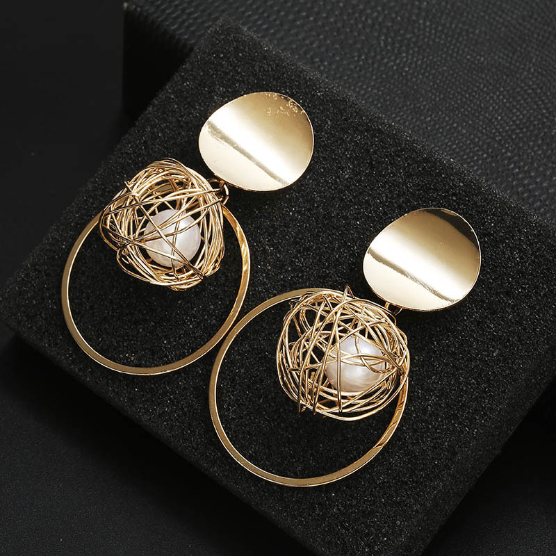 Fashion Round Dangle Drop Korean Earrings Hie For Women Geometric Irregular Gold Earring Wedding 2021 Jewelry