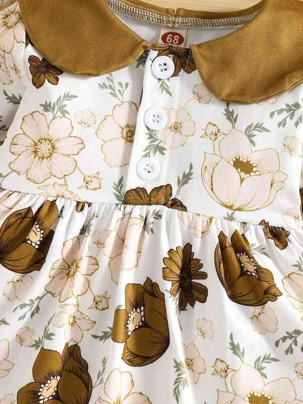 Baby Floral Print Statement Collar Dress SHE