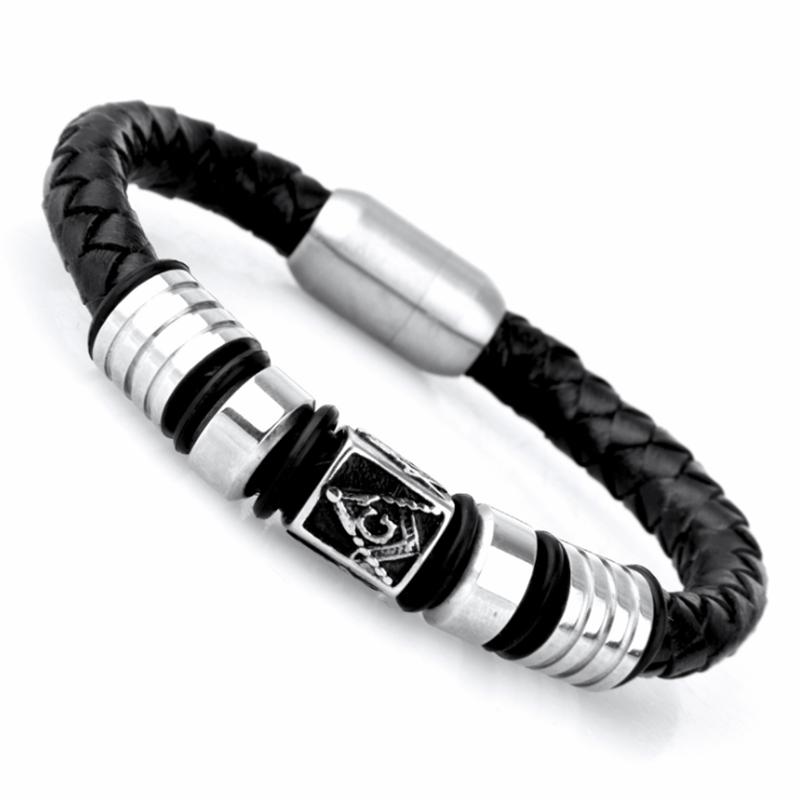Charm Bracelets Vintage Personality Leather Woven Masonic Logo For Men's Classic Casual Party Jewelry Gift, Golden;silver
Charm Bracelets Vintage Personality Leather Woven Masonic Logo For Men's Classic Casual Party Jewelry Gift, Golden;silver