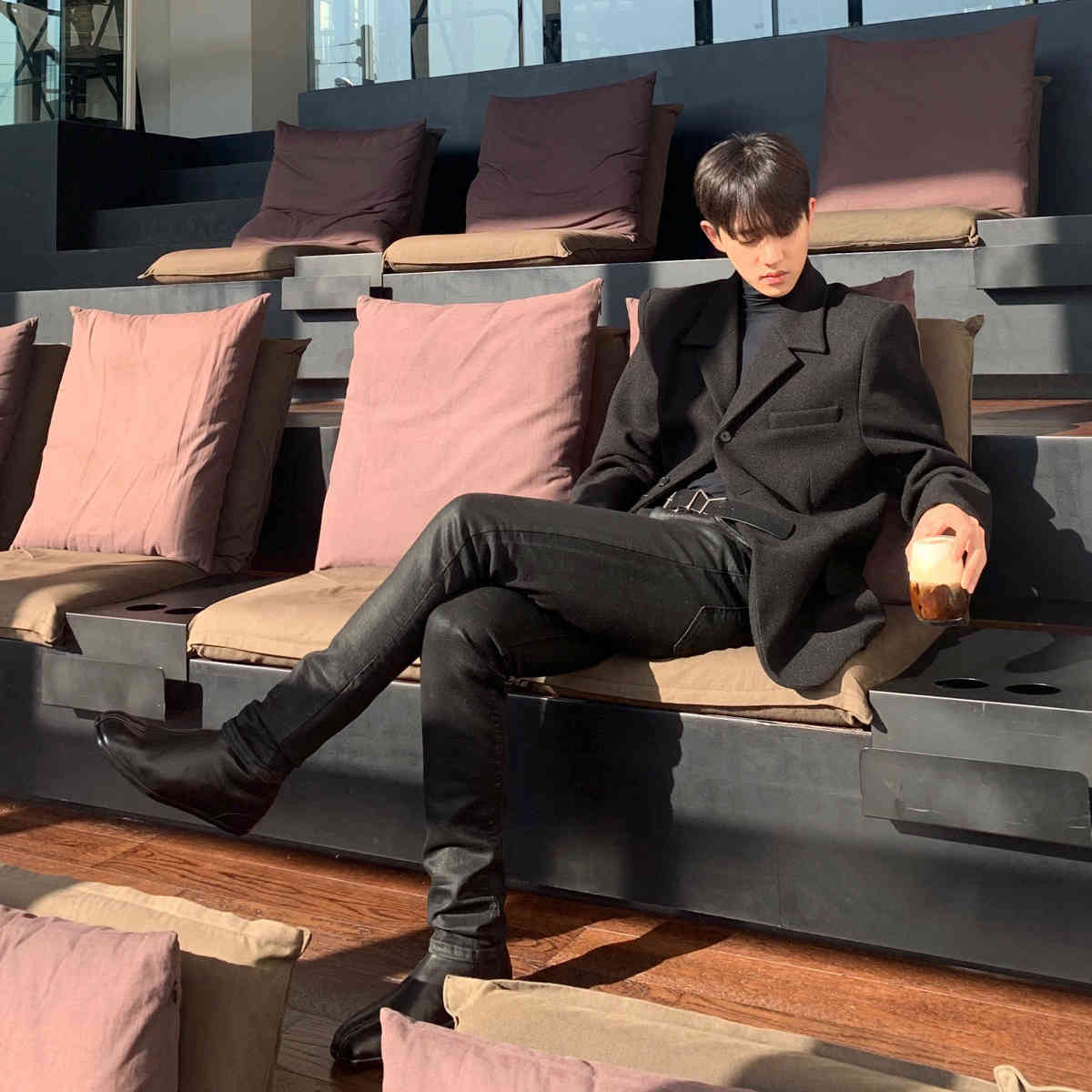 IEFB coated black jeans men's slim fit leg straight denim pants spring winter Korean fashion casual pants for male 4767 210524