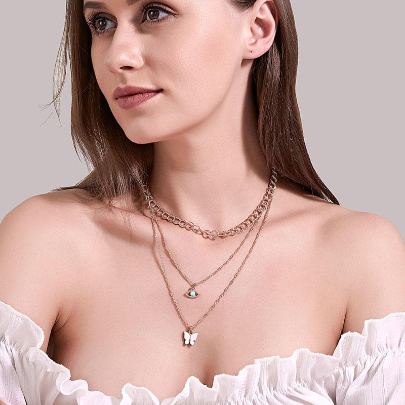 Pendant Necklaces Butterfly 3-layer Necklace Thick Chain Eye For Women Gold Color Sweater & Pendants Jewelry S296
Pendant Necklaces Butterfly 3-layer Necklace Thick Chain Eye For Women Gold Color Sweater & Pendants Jewelry S296