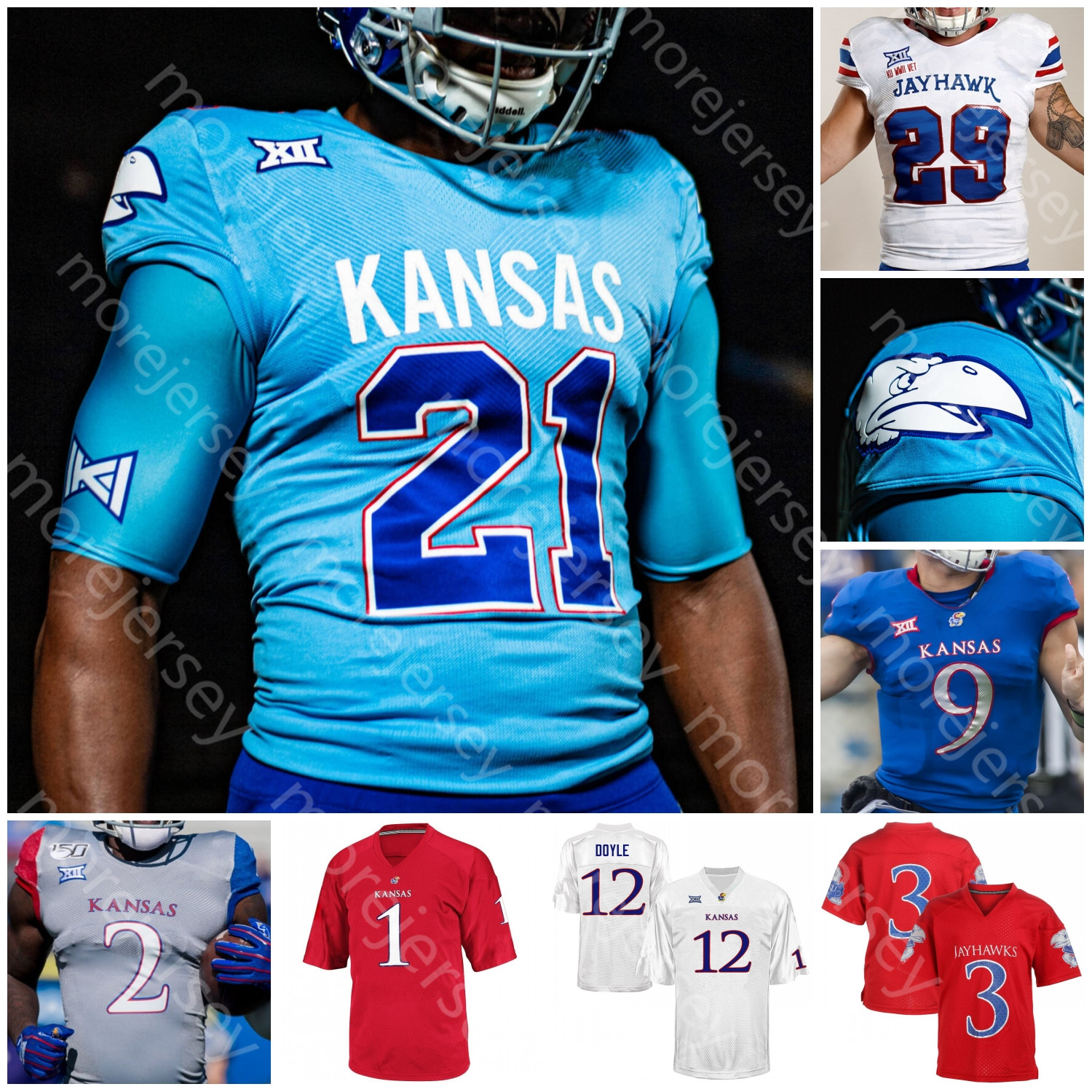 Kansas Jayhawks Football Jersey NCAA College Gale Sayers Jalon Daniels Devin Neal Hishaw Jr. Phelps Gilyard Miller Logan Jr. Bryant Fairchild Skinner Grimm Arnold, Red ii