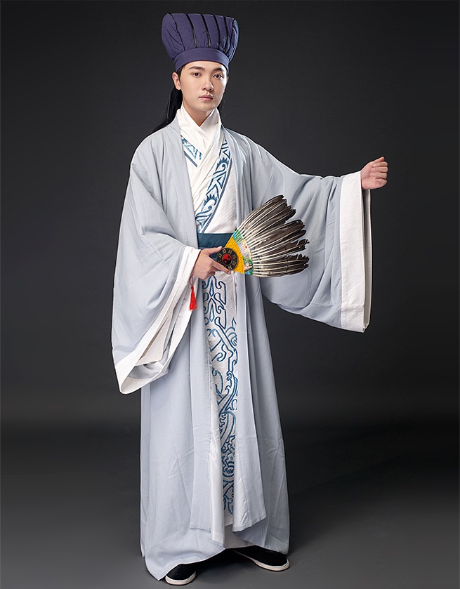 Hanfu male ethnic clothing Chinese ancient style TV Film performance stage wear Minister's apparel the Three Kingdoms period Zhuge Liang's c