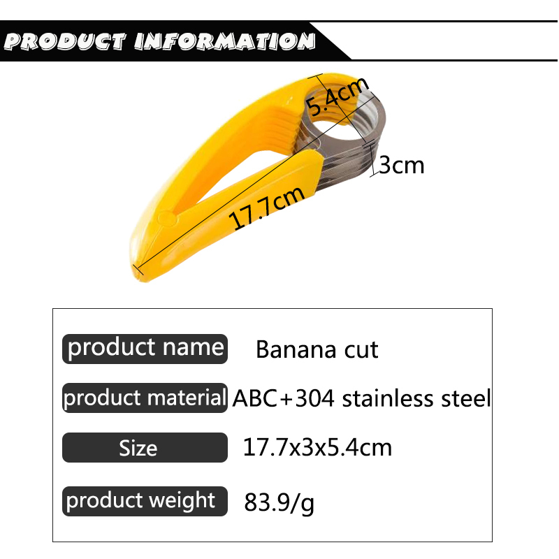 New Banana Cutter Fruit Vegetable Sausage Stainless Steel Slicer Salad CutterTools Cooking Tools Kitchen Accessories Gadgets