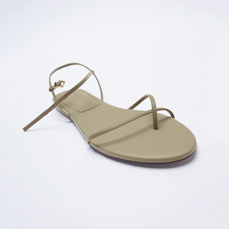 Sandals Flops Flip Summer Leisure Comfortable Flat Heeled Slim Flats Women's Ankle Strap Sandalias Green Shoes Clip Toe